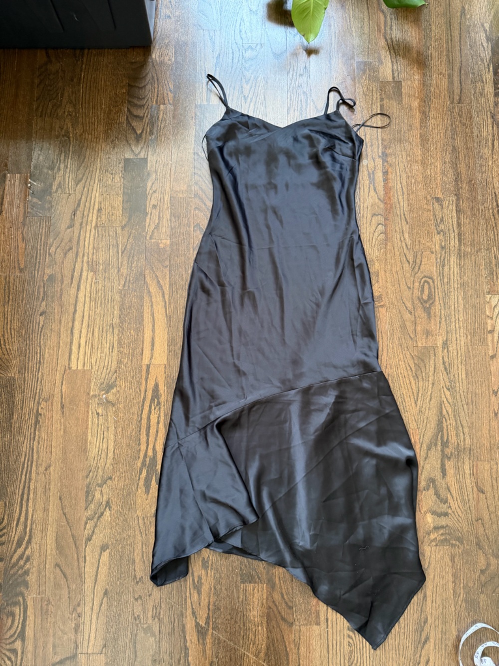NWT Steve Madden Lucille Black Satin High-Low Slip Dress - Picture 3 of 9